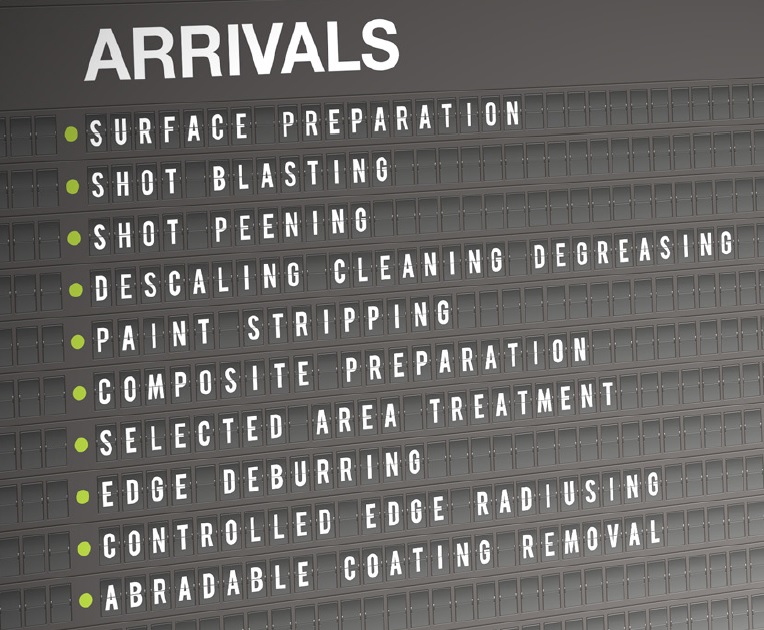 Arrivals airport style benefits of wet blasting dipslay