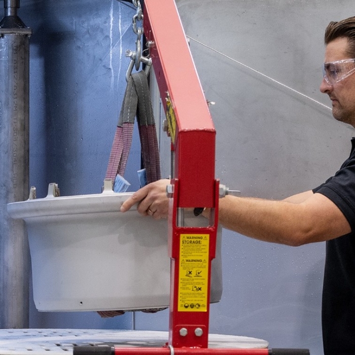 Aircraft wheel being loaded