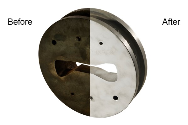 Aluminium extrusion die before and after wet blasting