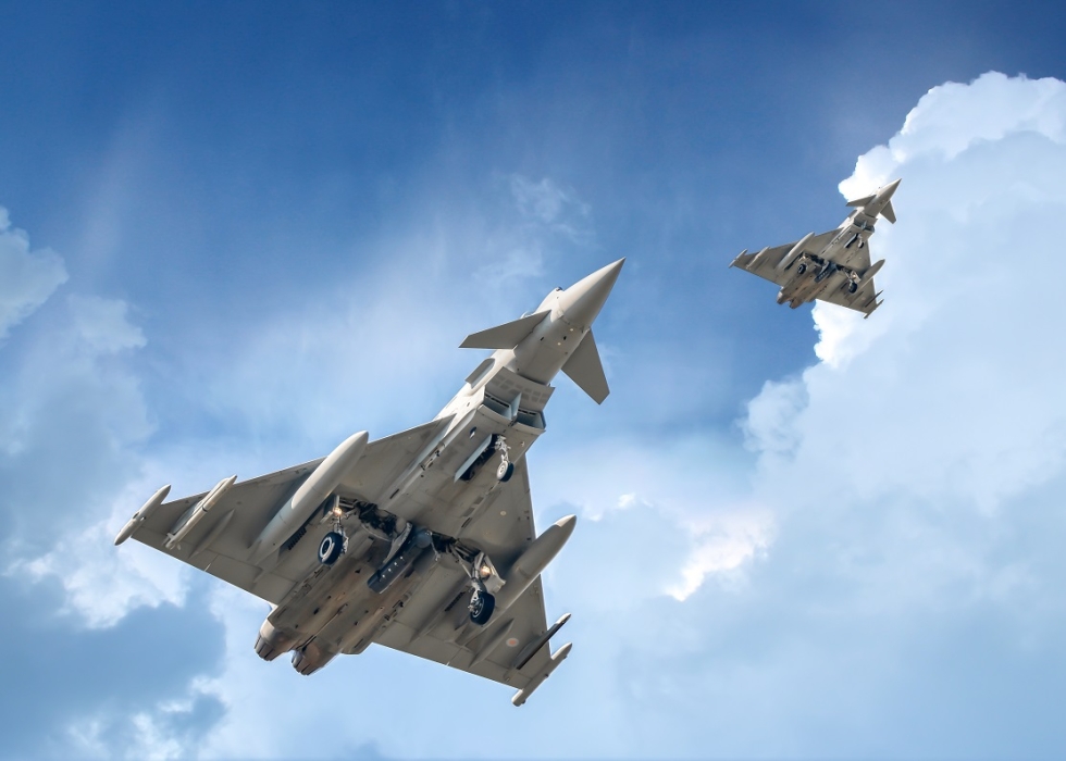 Military jets with undercarriages down