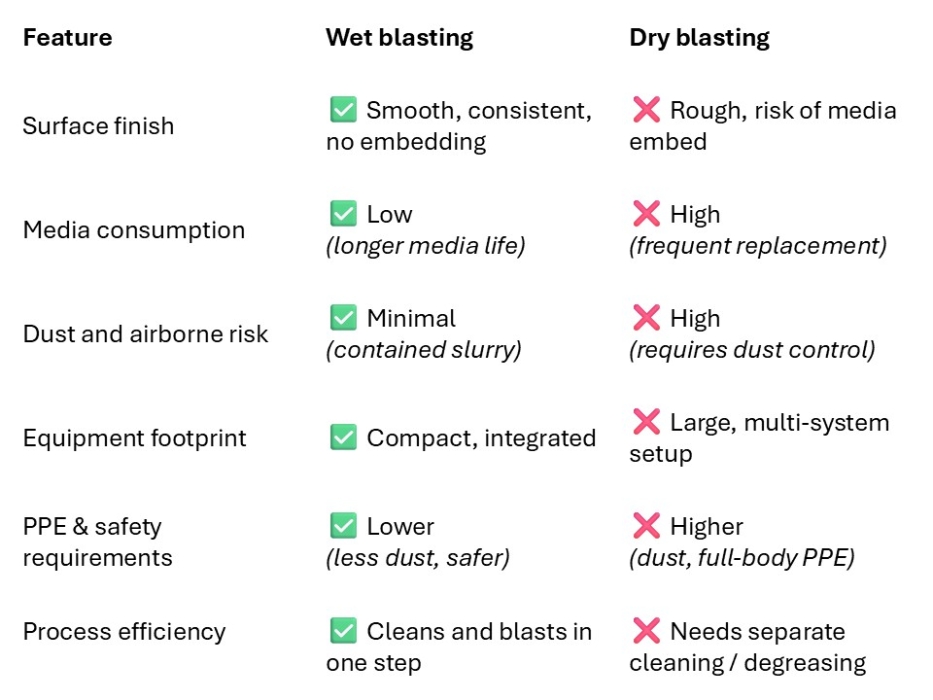 Why wet blasting is a lower cost, higher quality and more space efficient option for aerospace wheel and brake MRO operations…
