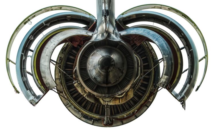 Jet engine with casing open