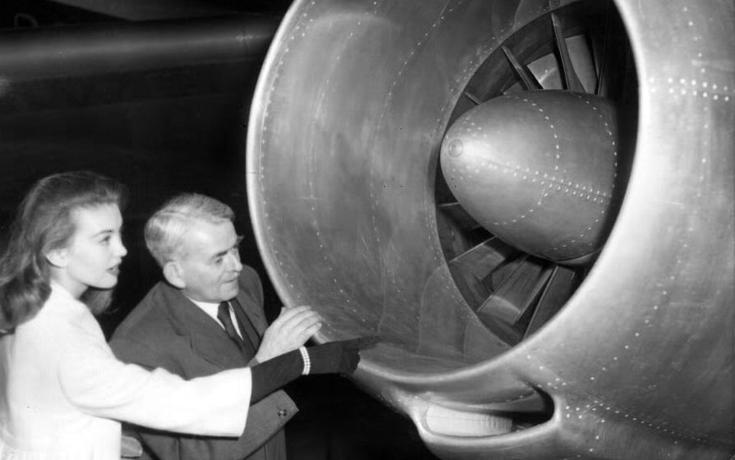 Sir Frank Whittle explaining the workings of a jet engine