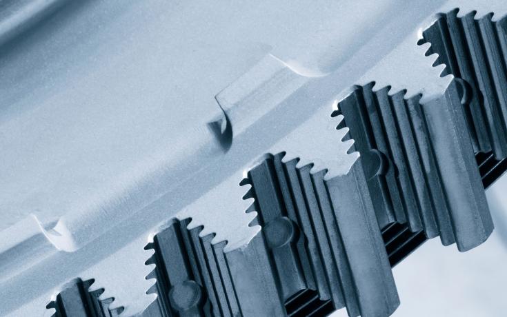 Image of fir tree slots on an aerospace jet engine component