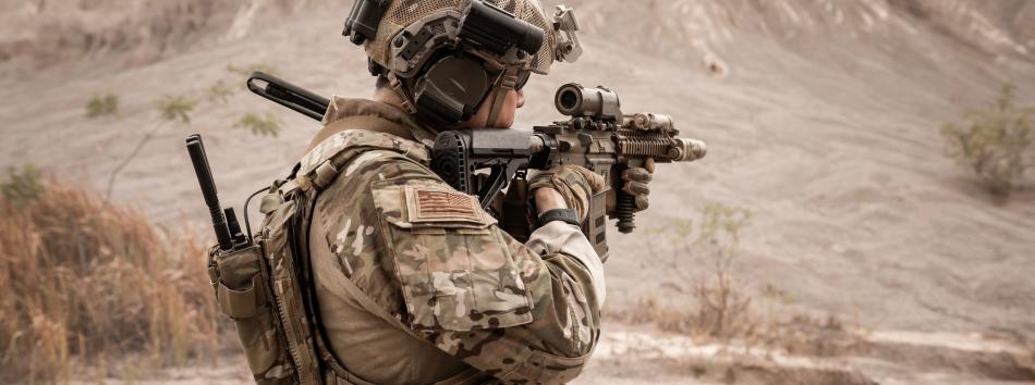 Solider with firearm
