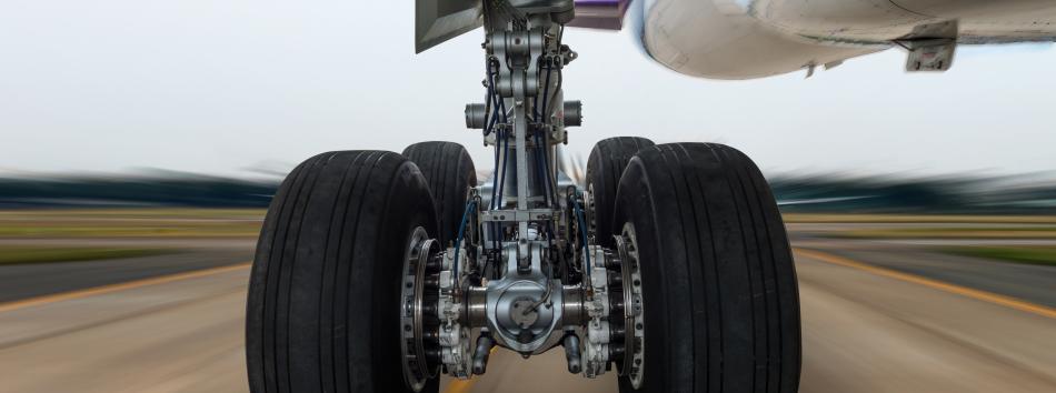 Aircraft wheels and undercarriage of an aircraft coming in to land