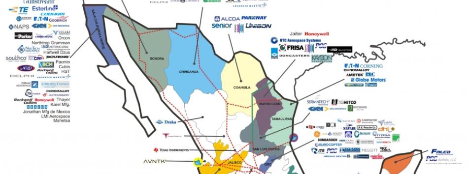 Aerospace map of Mexico