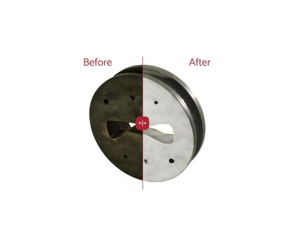 Aluminium extrusion die before and after wet blasting