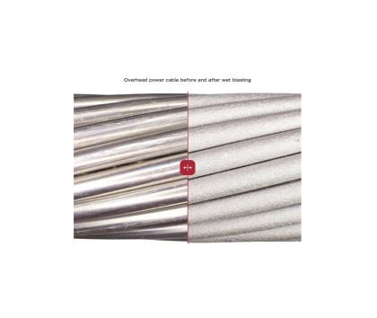 Overhead power cable before and after wet blasting