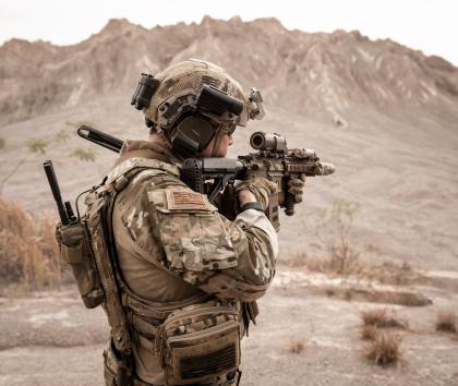 Solider with firearm