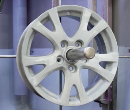 Alloy wheel after wet blasting