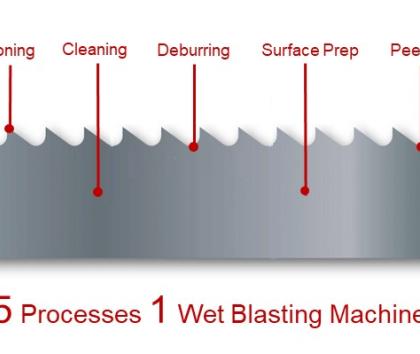 Applications for wet blasting for bandsaw blade manufacturers