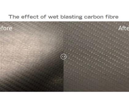 Before and after wet blasting carbon fibre