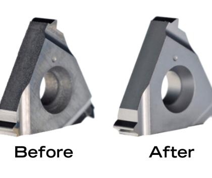 Cutting Tool Inserts before and after wet blasting
