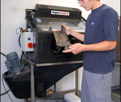 Vapormatt surface preparation of post cured carbon fibre prior to painting or coating