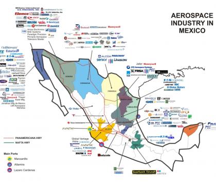Aerospace map of Mexico