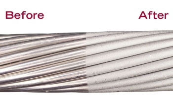 Before and After Wet Blasting High Voltage Cable