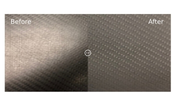 Carbon fibre before and after wet blasting