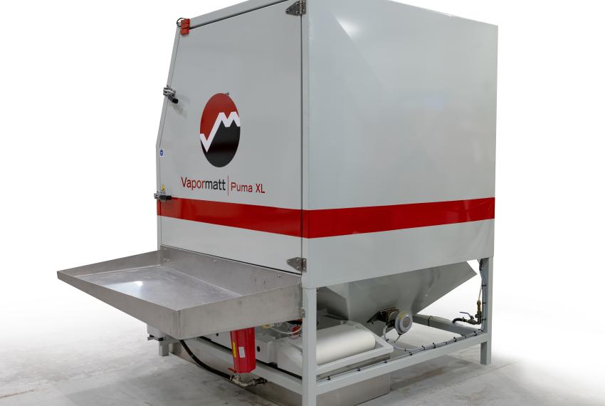 Rear view of the Vapormatt Puma XL wet blasting machine