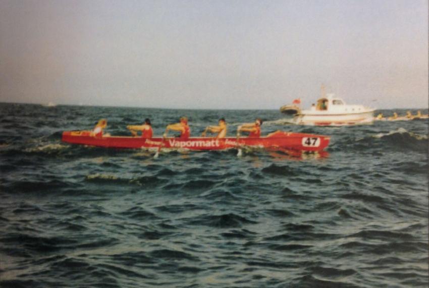 Based on Guernsey, the Vapormatt rowing team on a sea race