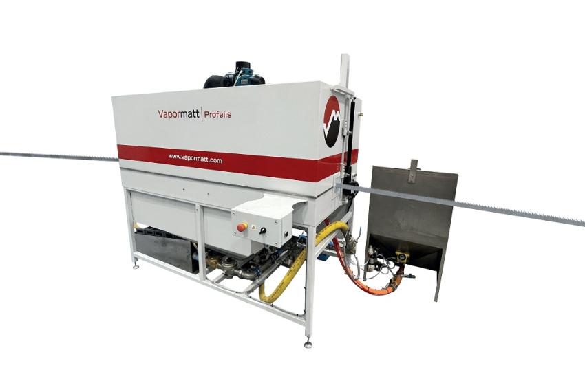 Profelis automatic wet blasting machine configured for bandsaw blades