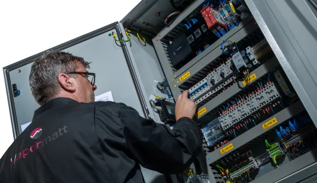 Electrical cabinet of a wet blasting machine