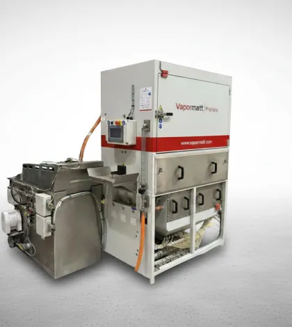 Vapormatt Profelis FR automatic wet blasting machine for files and rasps front left hand view