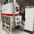 Vapormatt Profelis FR automatic wet blasting machine front right hand view in factory