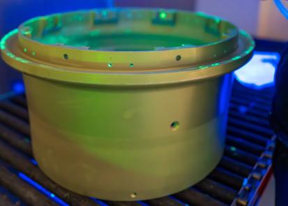 Aircraft wheel undergoing NDT testing