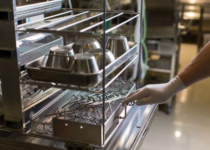 Medical components about to be sterilised