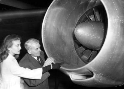 Sir Frank Whittle explaining the jet engine to an interviewer
